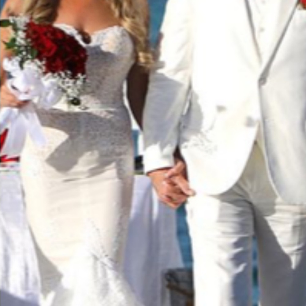 Elegant Strapless Inbal Dror Lace Wedding Dress